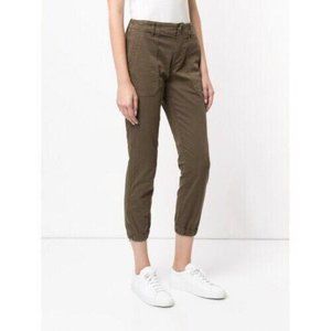 Vince Casual Pants Utility Joggers Zip Ankles Cotton Spandex Dk Green/willow 30